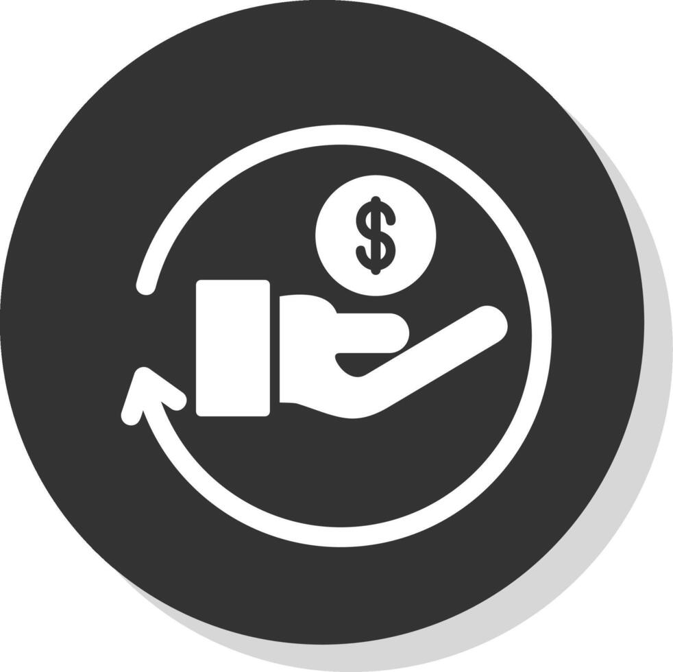Refund Glyph Shadow Circle Icon Design vector