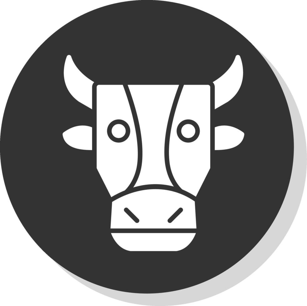 Cow Glyph Shadow Circle Icon Design vector