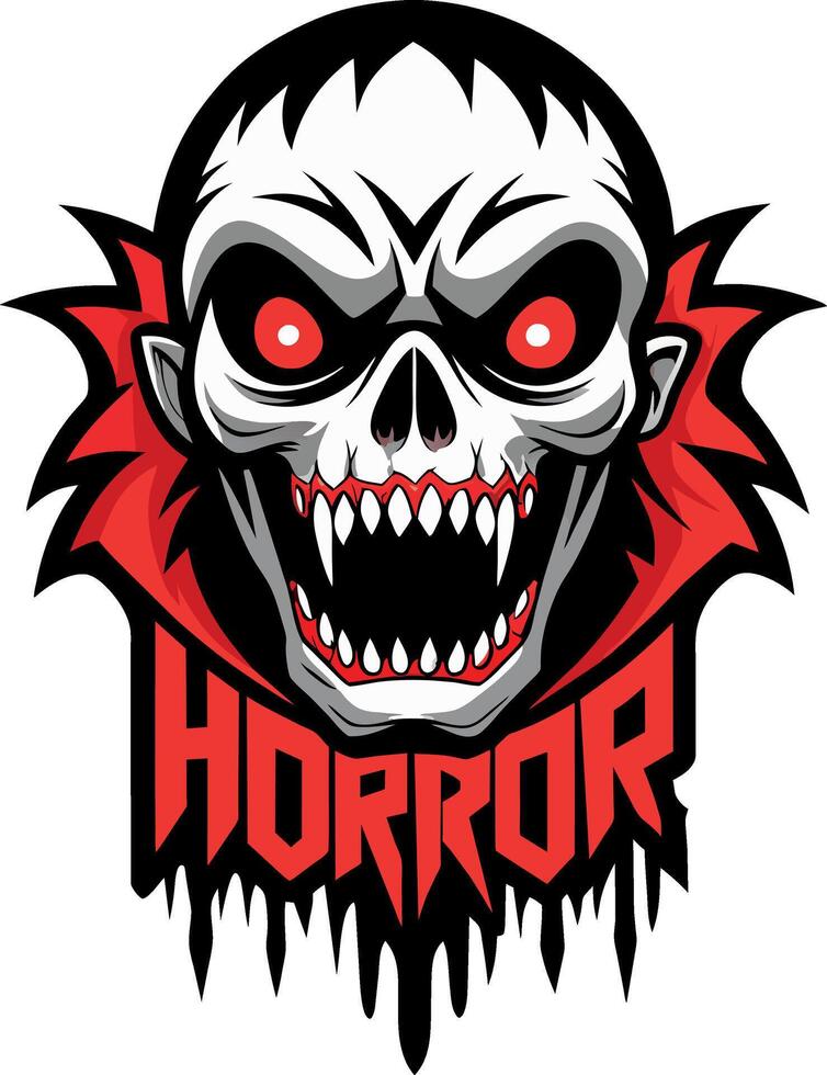 Horror Logo illustration flat style vector