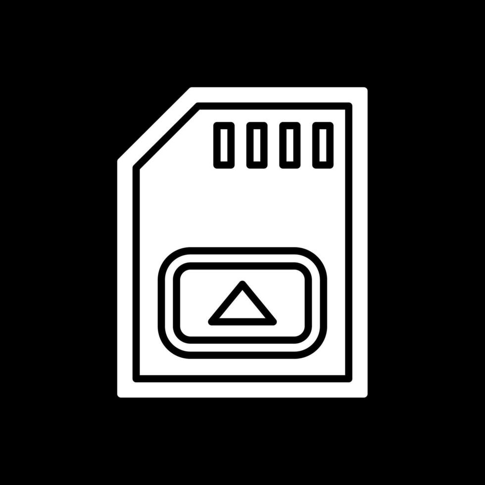 memoria tarjeta glifo invertido icono diseño vector