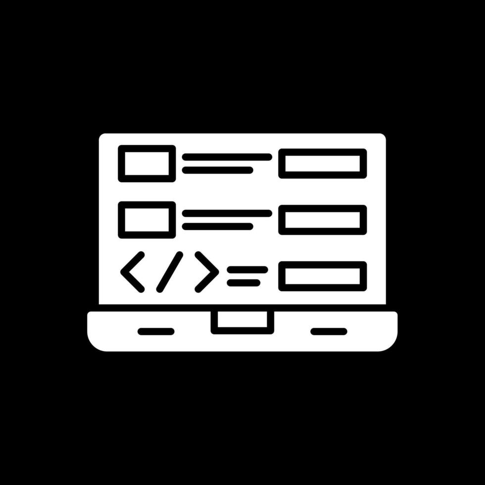 Coding Glyph Inverted Icon Design vector