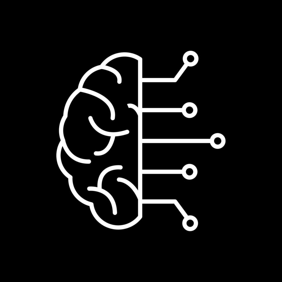 cerebro línea invertido icono diseño vector