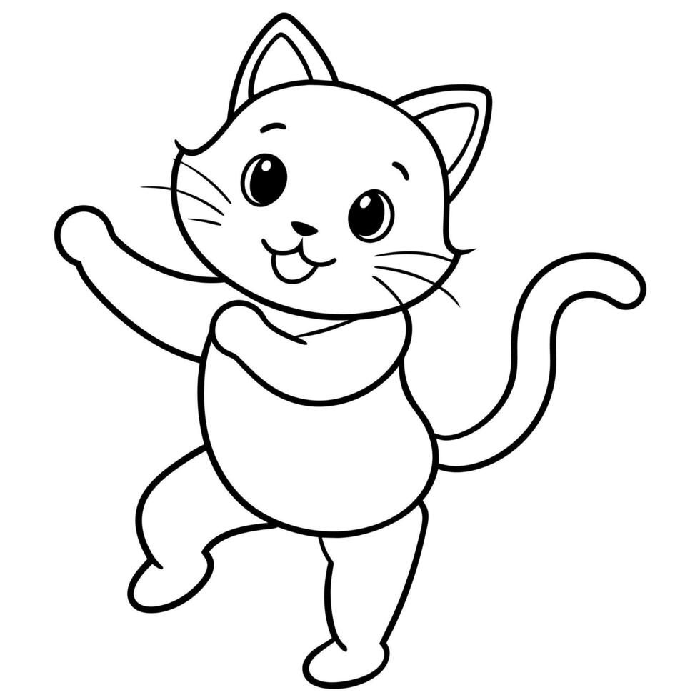 Cat Carton Coloring book illustration line art vector