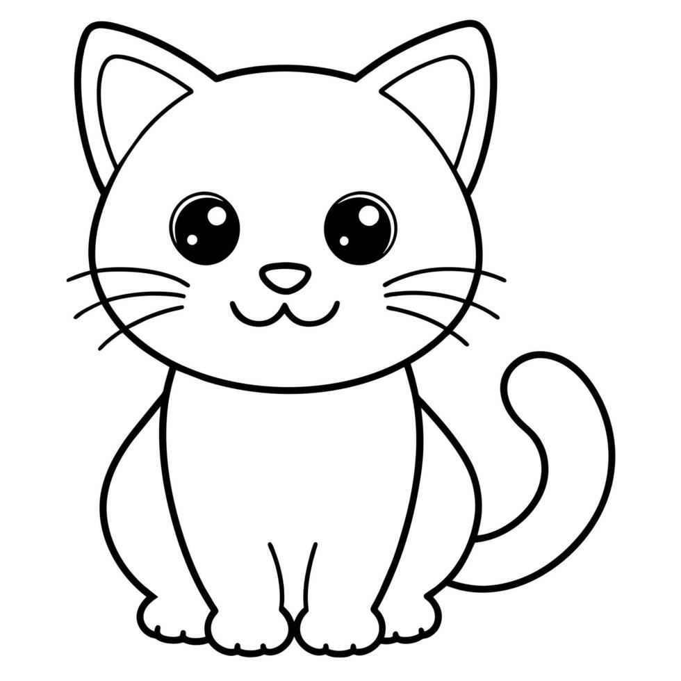 Cat Carton Coloring book illustration line art vector