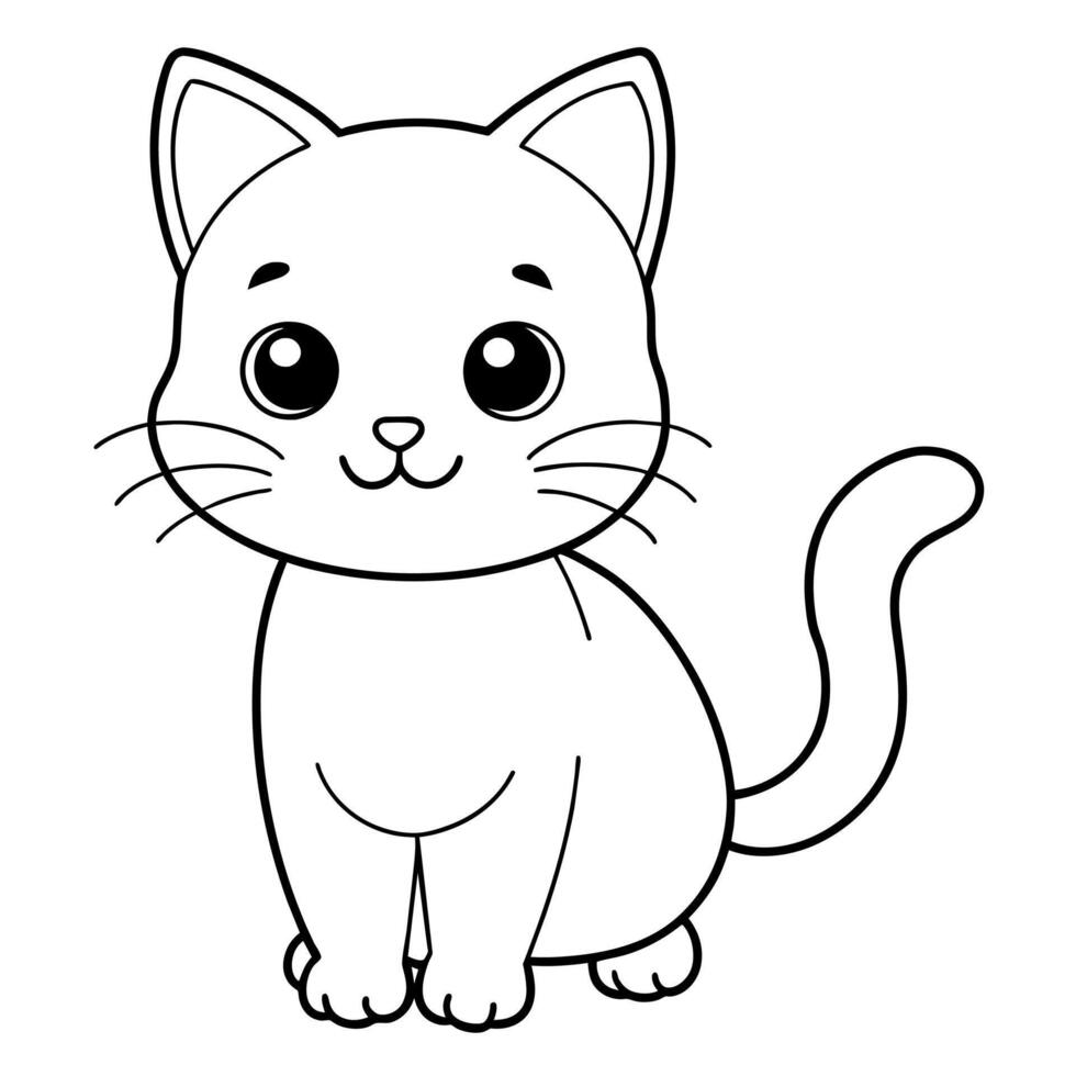 Cat Carton Coloring book illustration line art vector
