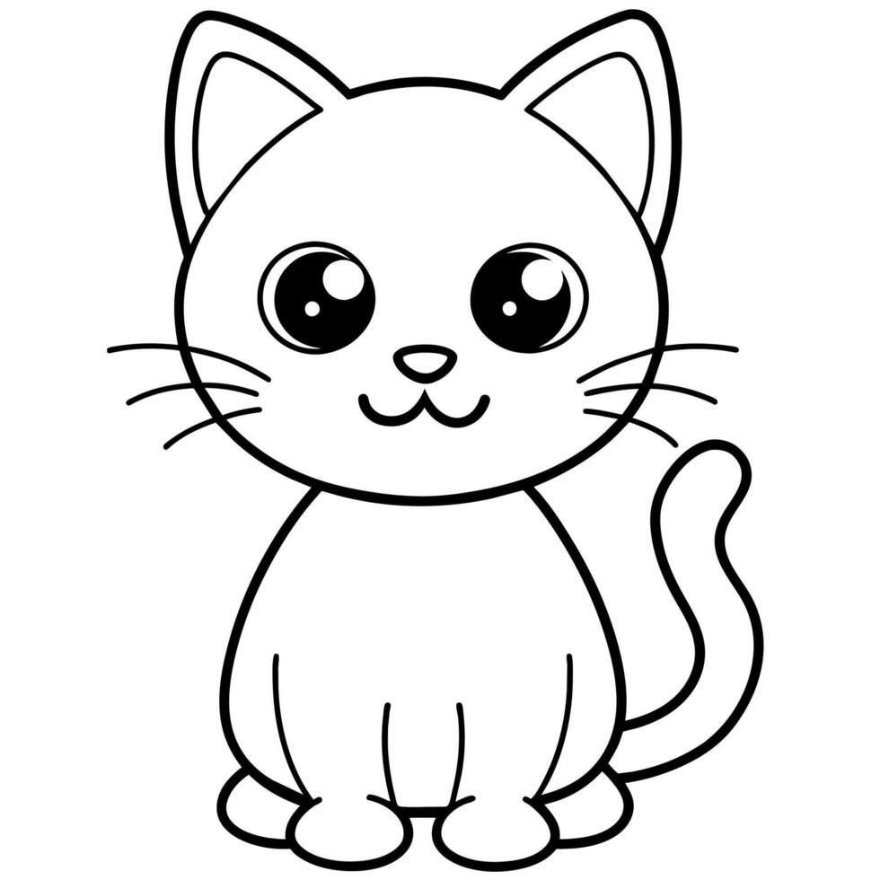 Cat Carton Coloring book illustration line art vector