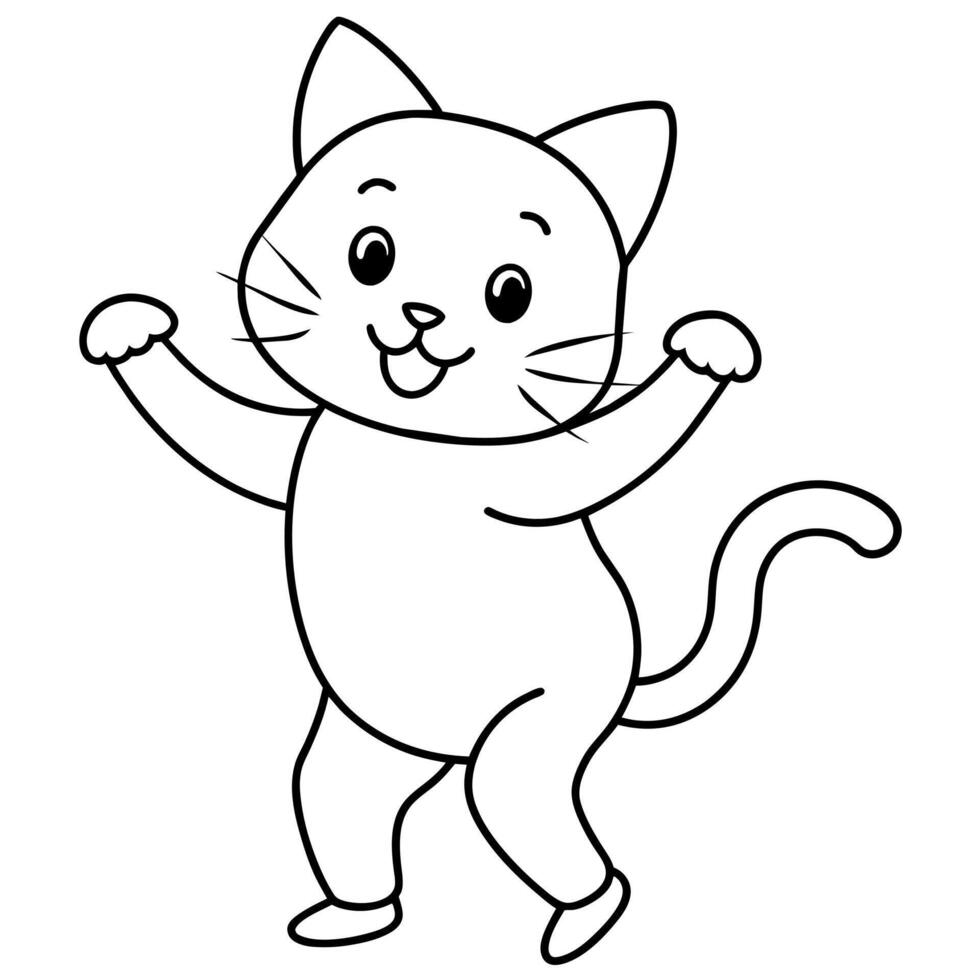 Cat Carton Coloring book illustration line art vector