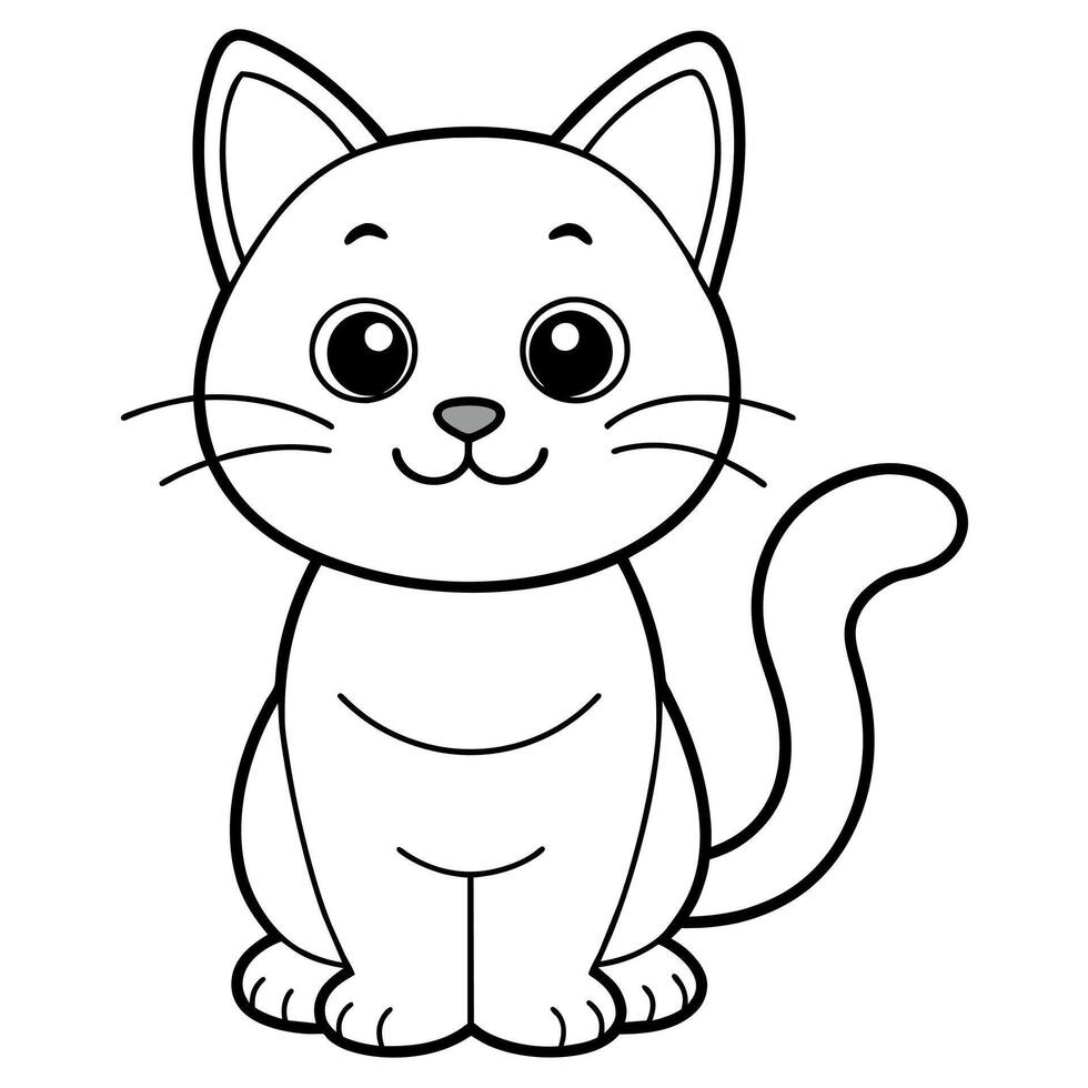 Cat Carton Coloring book illustration line art vector