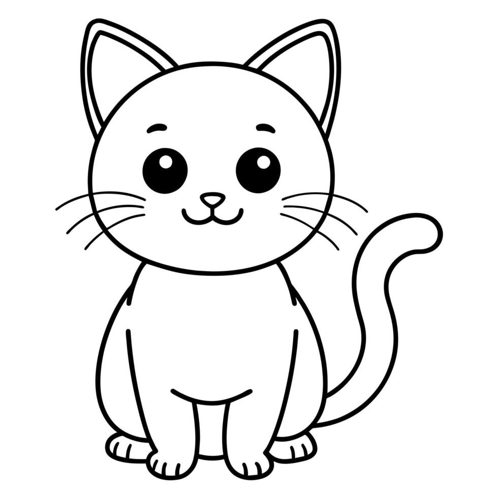 Cat Carton Coloring book illustration line art vector