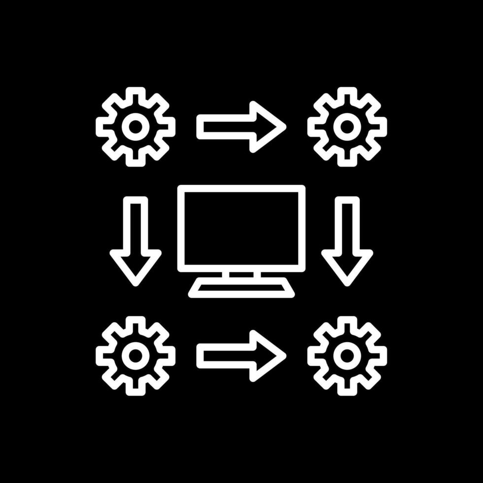 flujo de trabajo línea invertido icono diseño vector