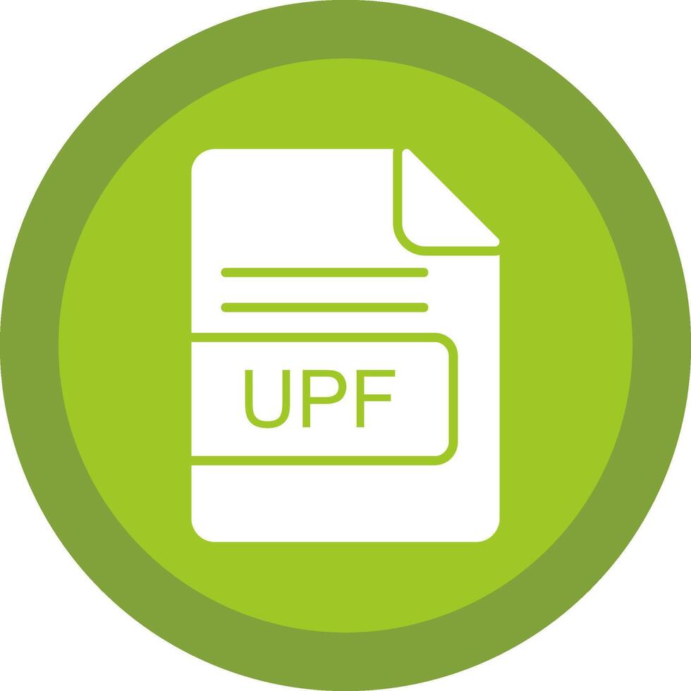 UPF File Format Glyph Due Circle Icon Design vector