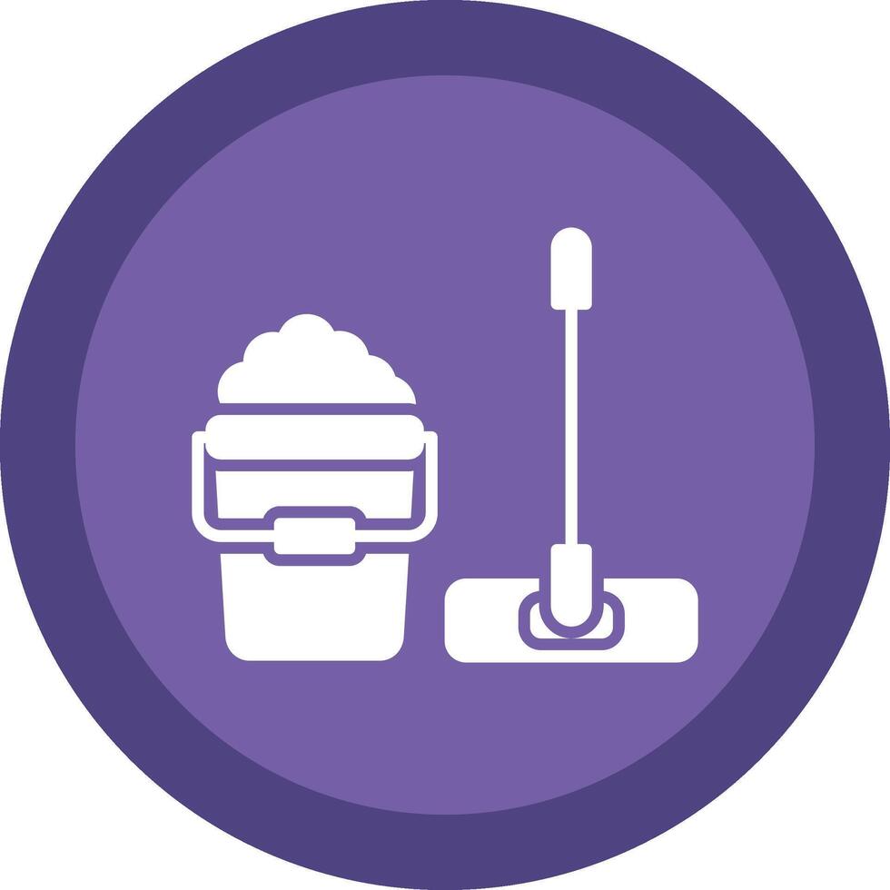 Mop Glyph Due Circle Icon Design vector