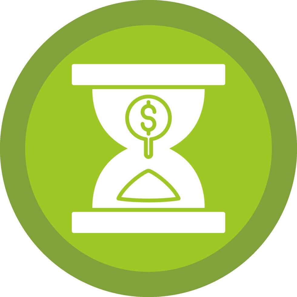 Sand Timer Glyph Due Circle Icon Design vector