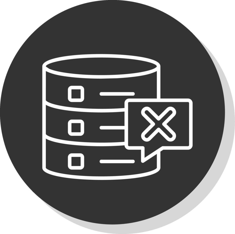 Eliminar base de datos glifo debido circulo icono diseño vector
