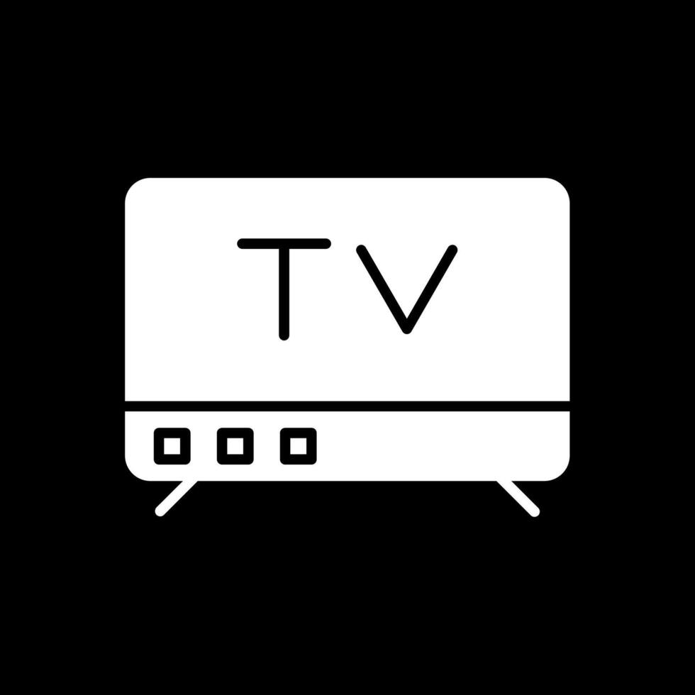 Tv Glyph Inverted Icon Design vector