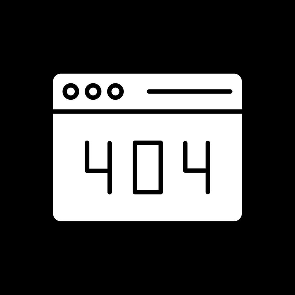 Error 404 Glyph Inverted Icon Design vector