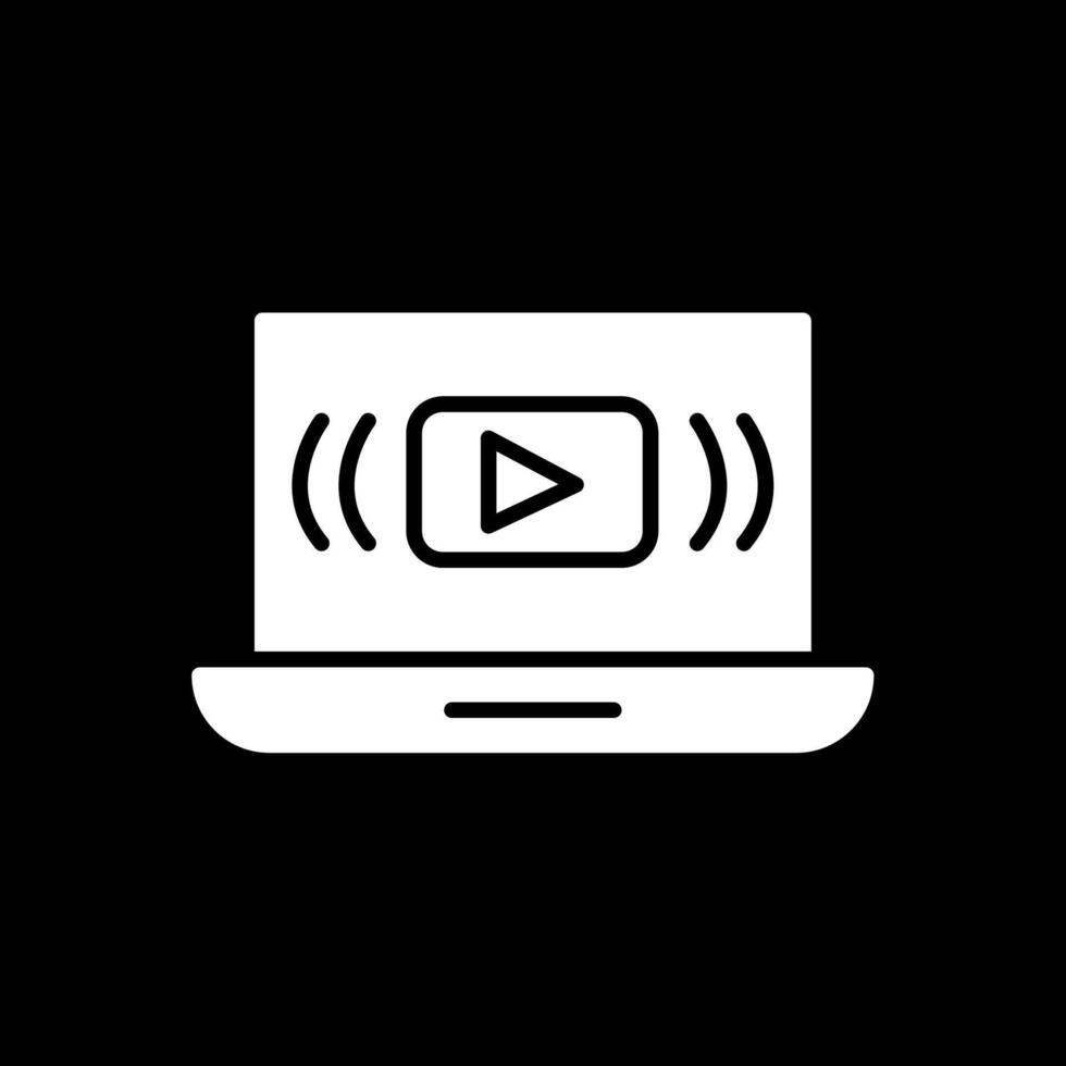 Streaming Glyph Inverted Icon Design vector