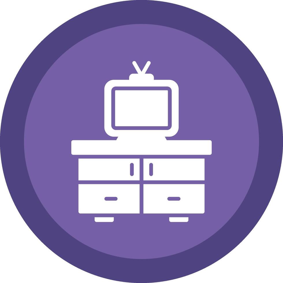 Tv Table Glyph Due Circle Icon Design vector