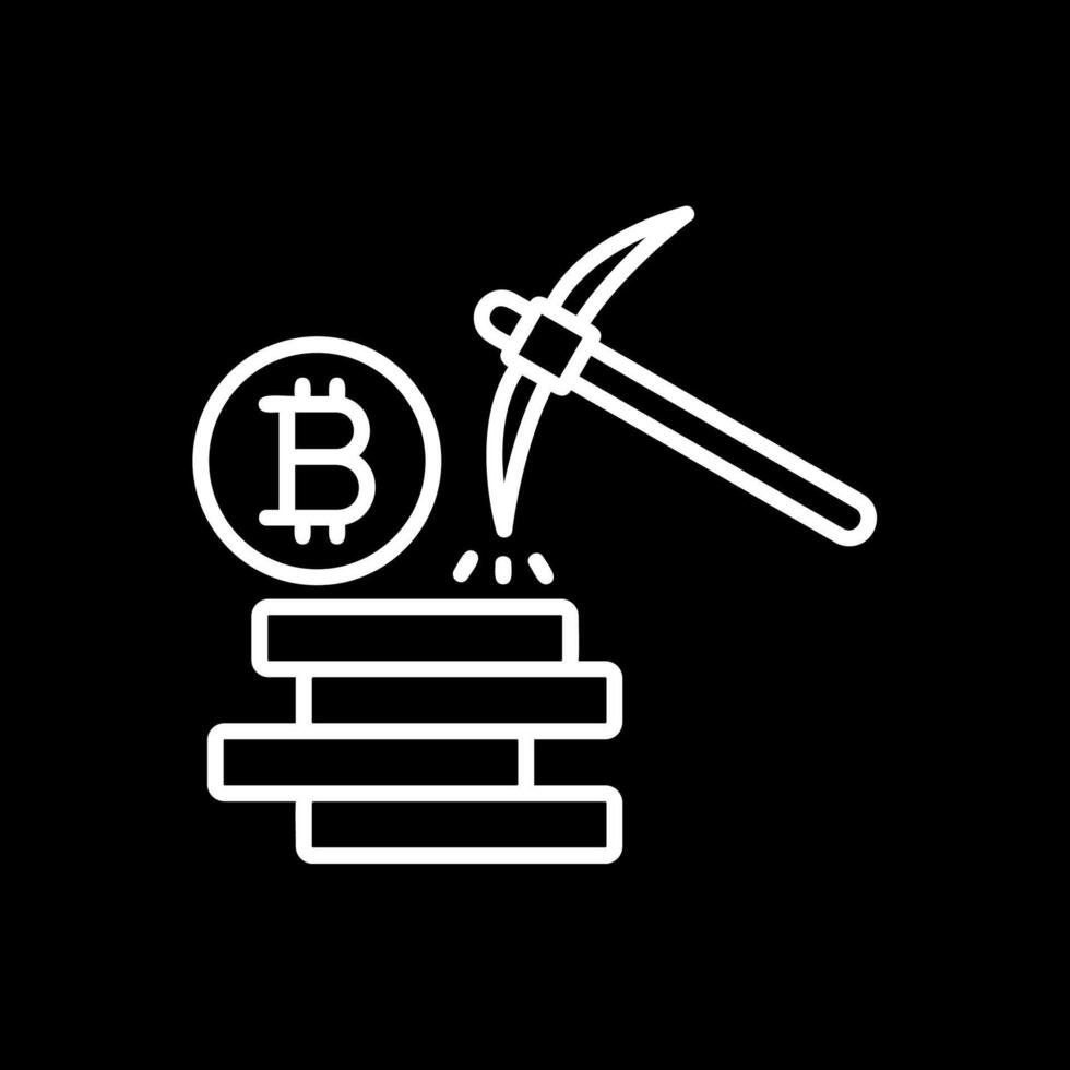 Bitcoin Mining Line Inverted Icon Design vector