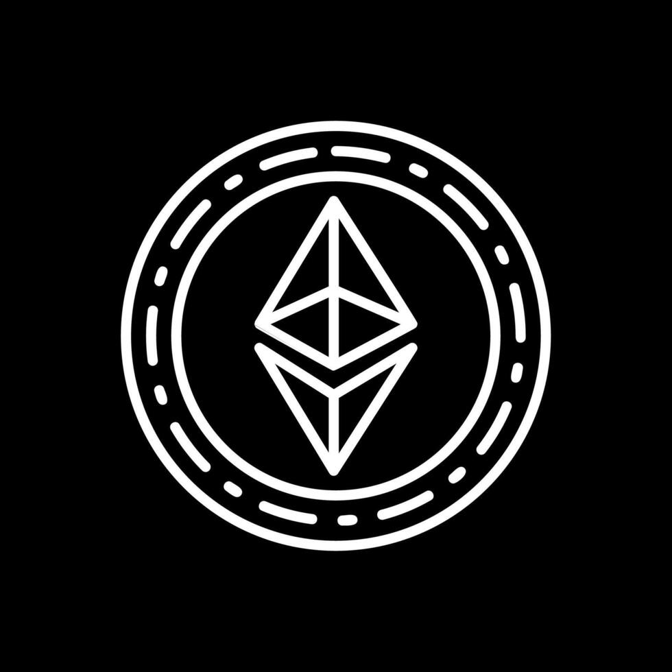 Ethereum Coin Line Inverted Icon Design vector