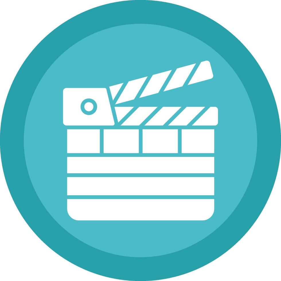 Clapperboard Glyph Due Circle Icon Design vector