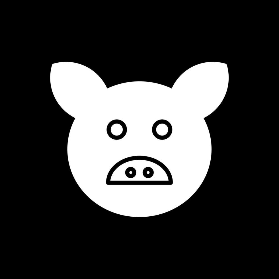 Pig Glyph Inverted Icon Design vector