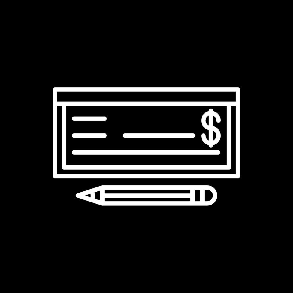 dinero cheque línea invertido icono diseño vector