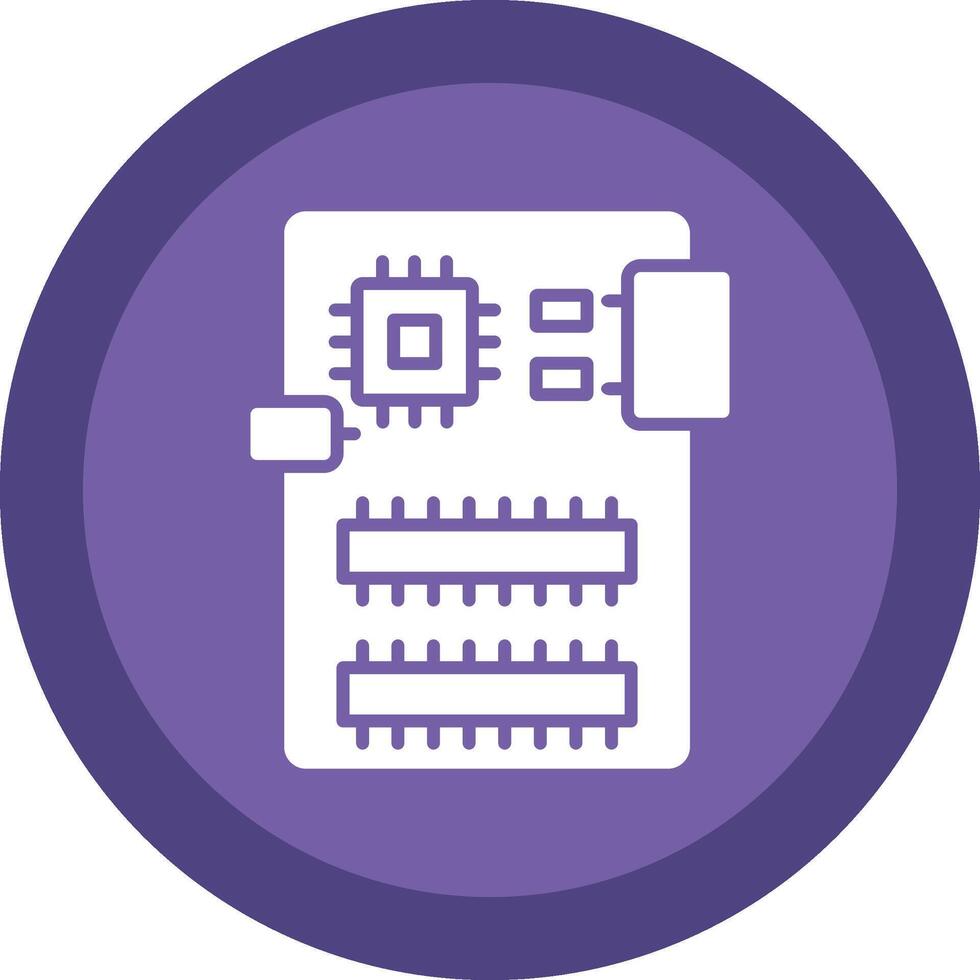 Circuit Board Glyph Due Circle Icon Design vector