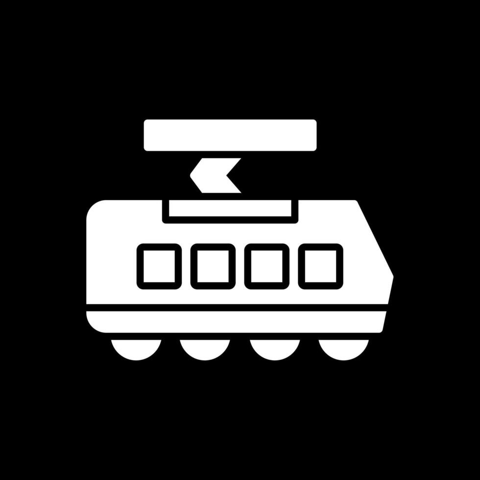 tranvía glifo invertido icono diseño vector