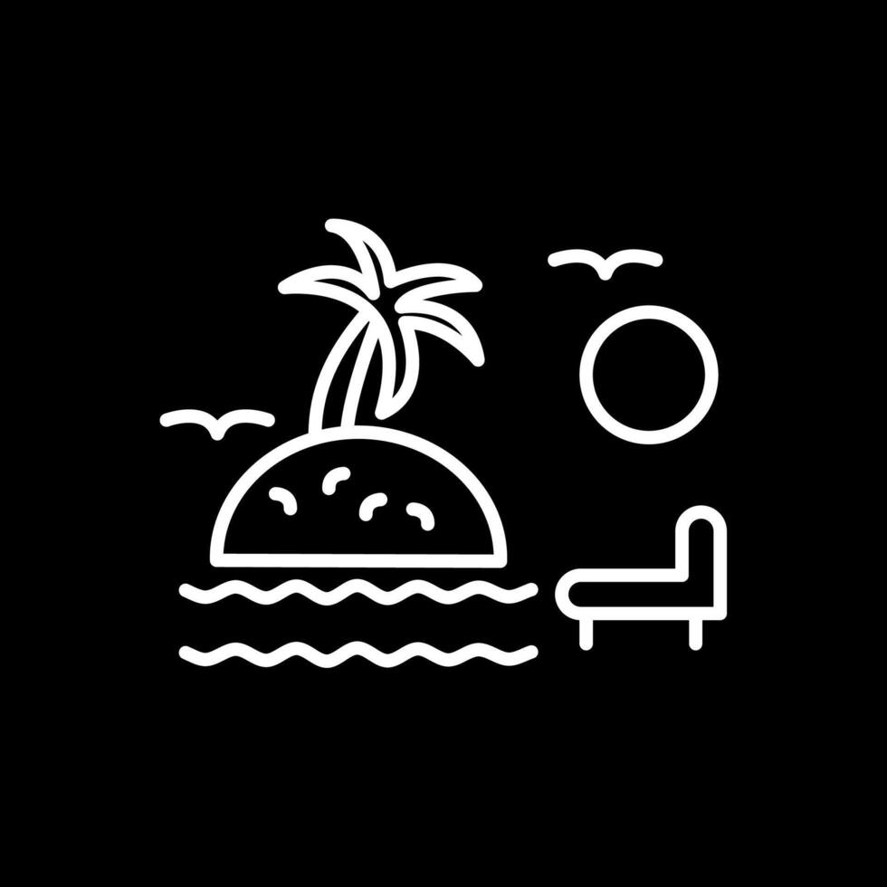 puesta de sol en playa línea invertido icono diseño vector