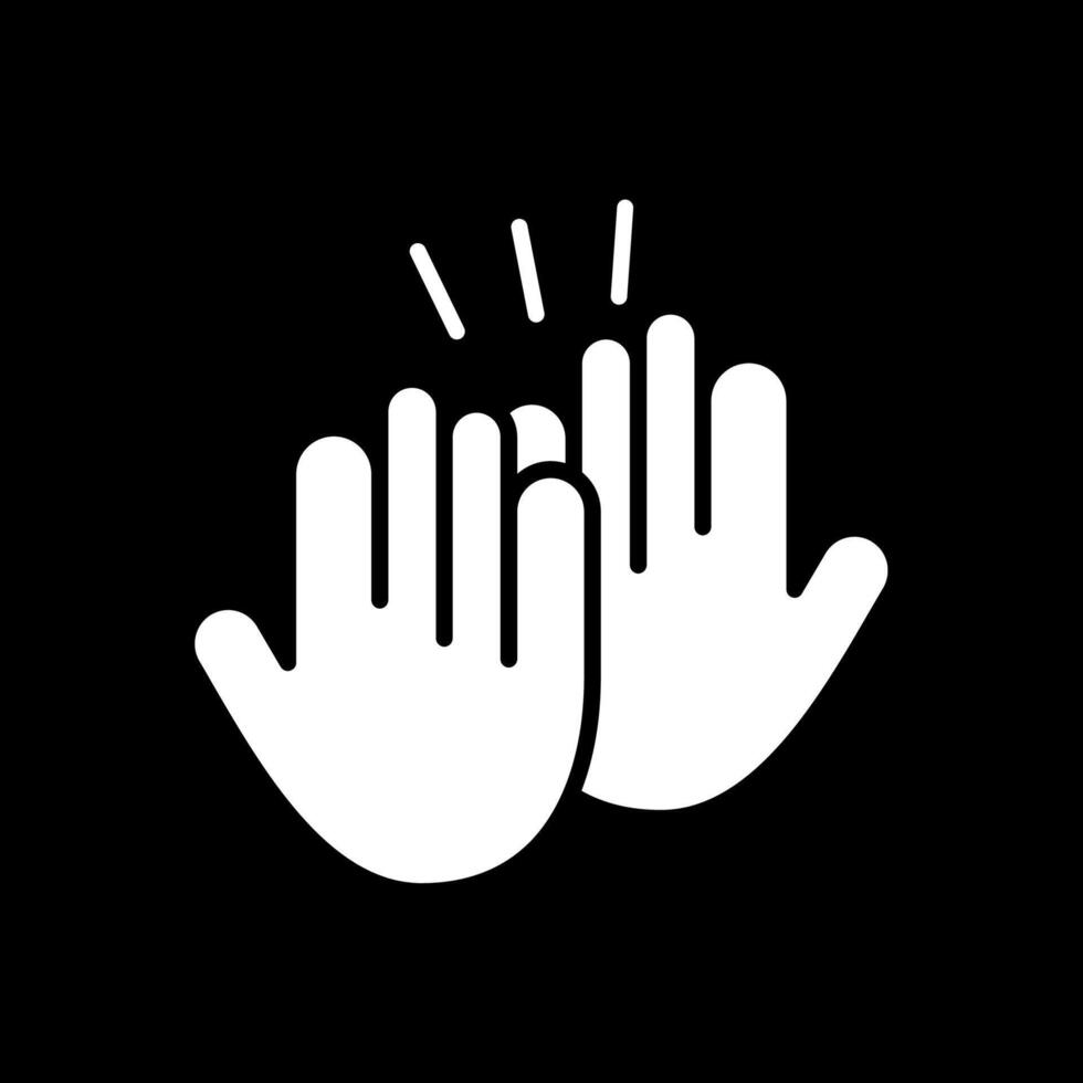 High Five Glyph Inverted Icon Design vector