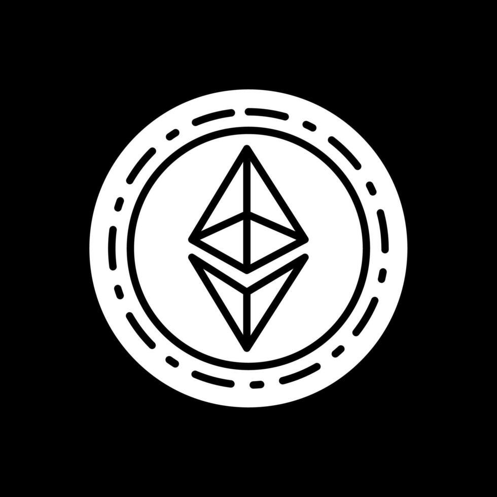 Ethereum Coin Glyph Inverted Icon Design vector