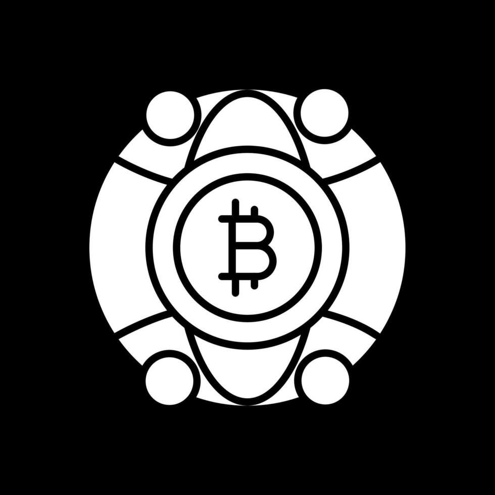 Global Bitcoin Glyph Inverted Icon Design vector