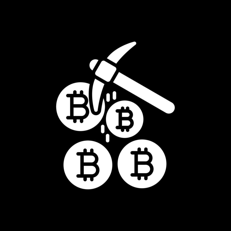 Bitcoin Mining Glyph Inverted Icon Design vector