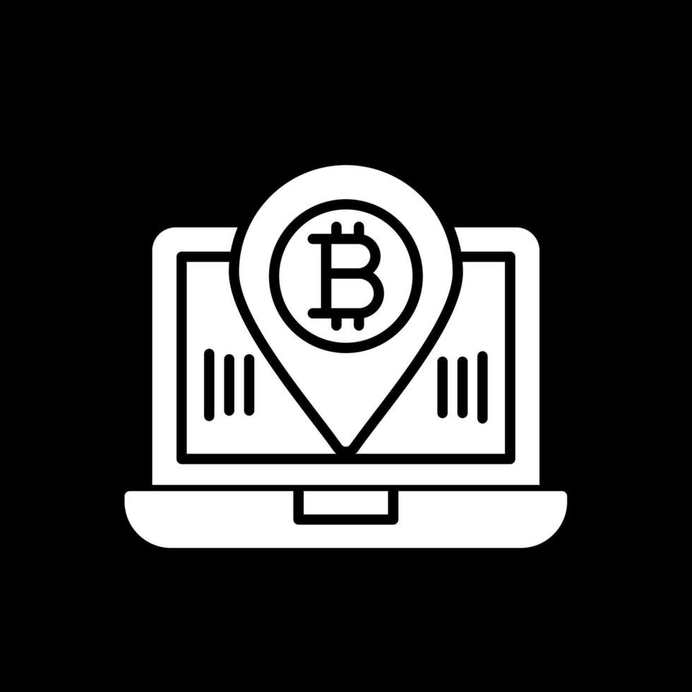 Bitcoin Location Glyph Inverted Icon Design vector