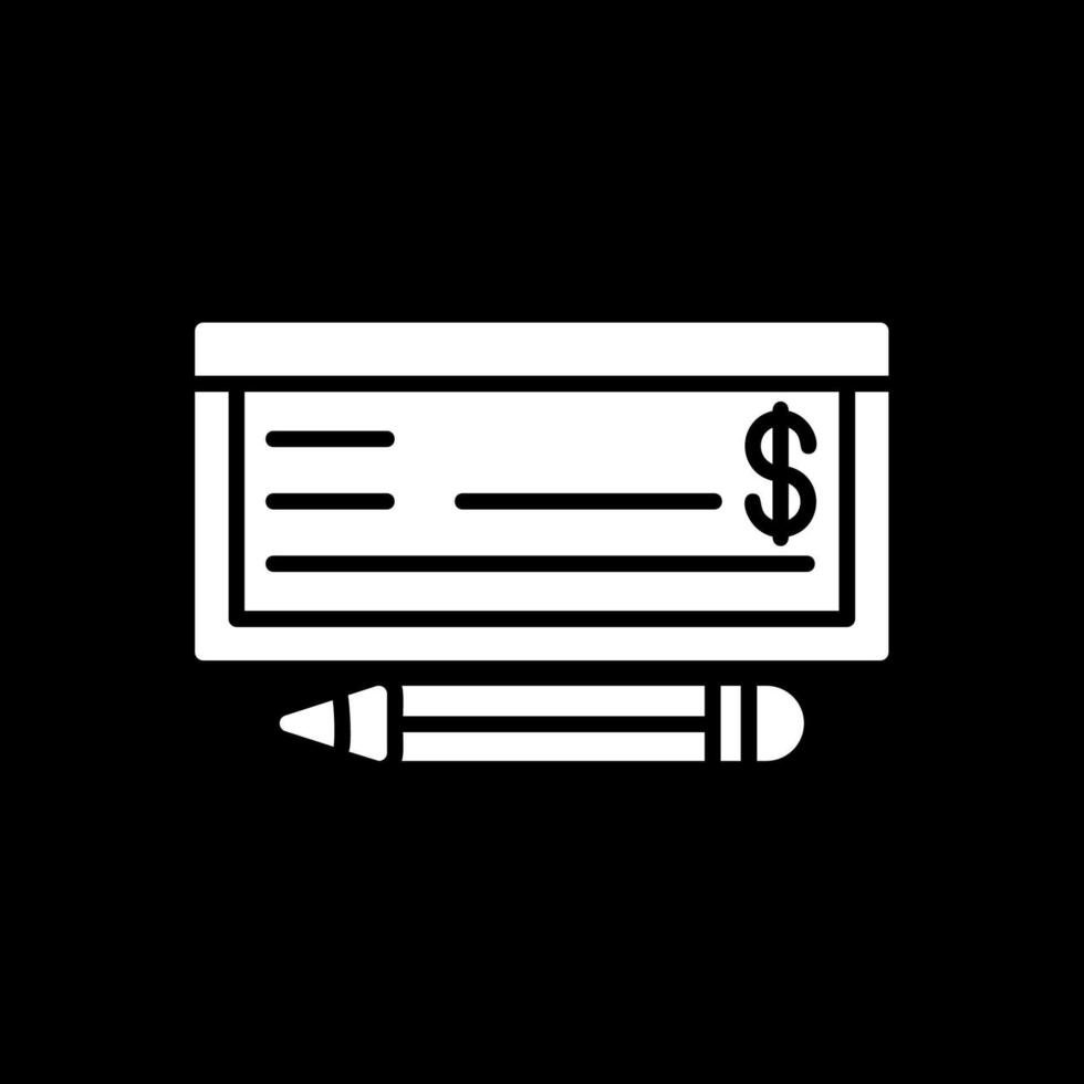 Money Check Glyph Inverted Icon Design vector