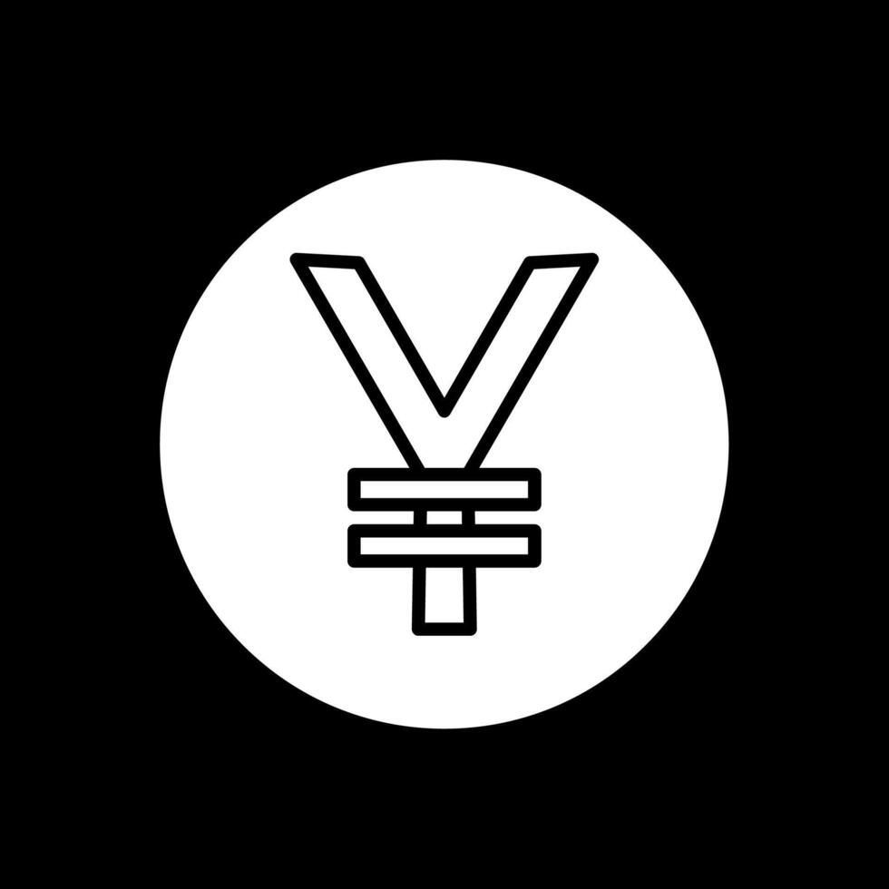 Yen Coin Glyph Inverted Icon Design vector