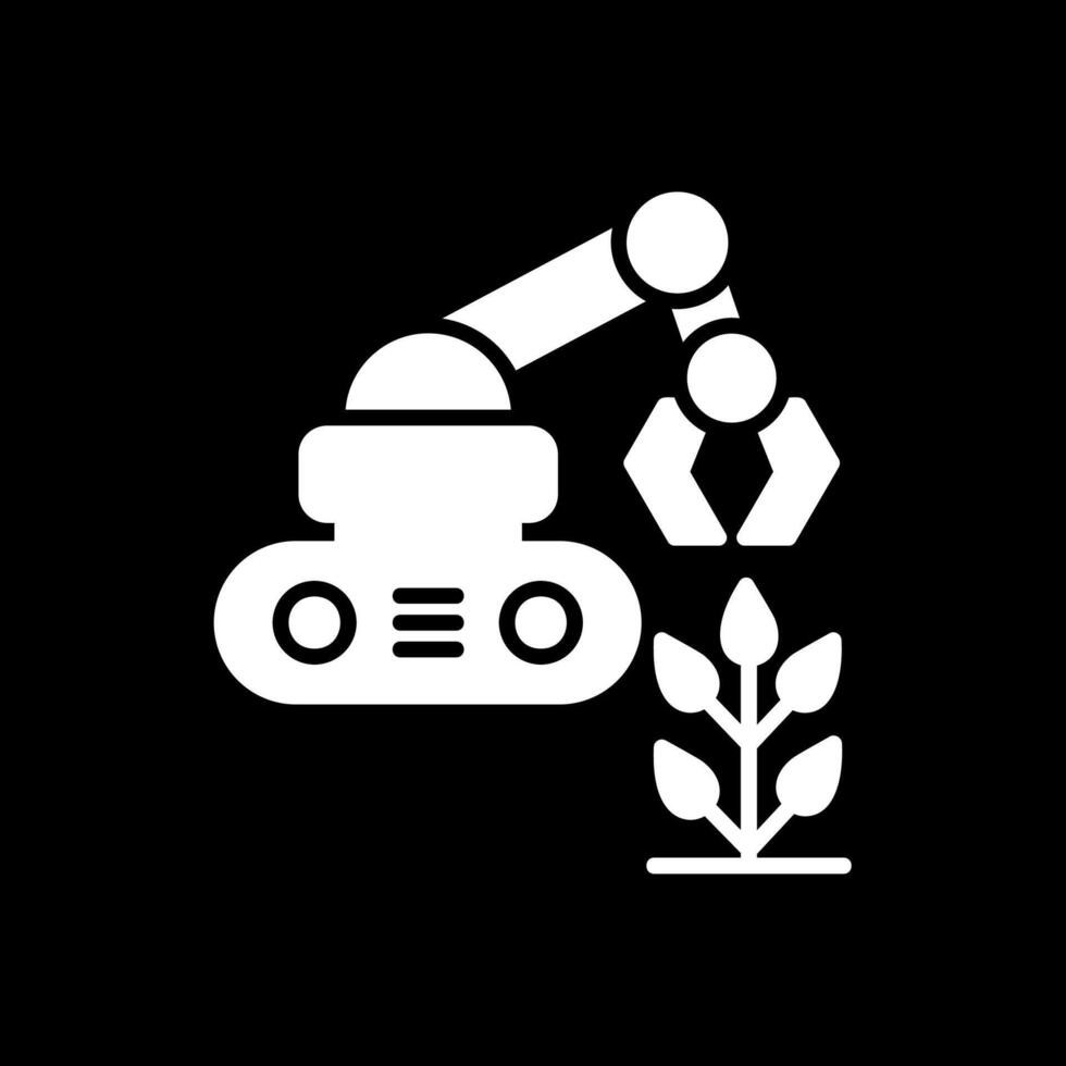 Agricultural Robot Glyph Inverted Icon Design vector