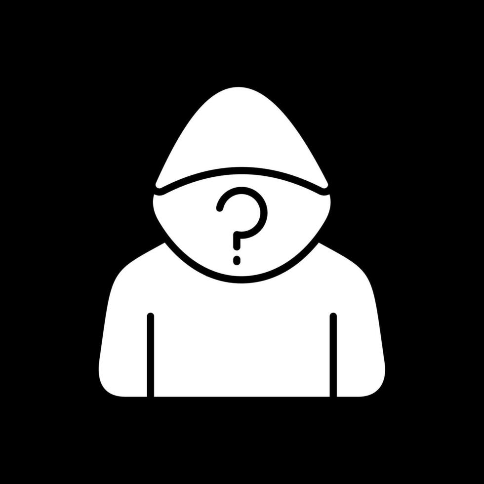 Anonymity Glyph Inverted Icon Design vector