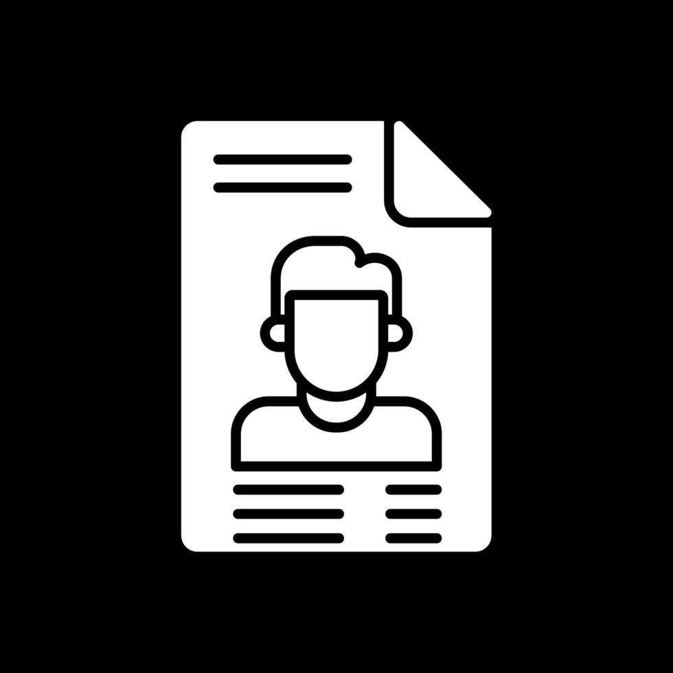 User Profile Glyph Inverted Icon Design vector