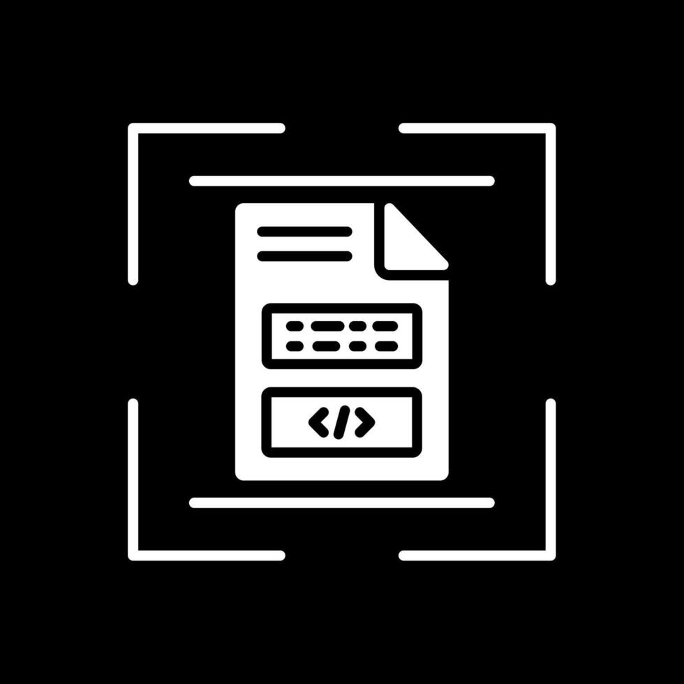 documento escanear glifo invertido icono diseño vector
