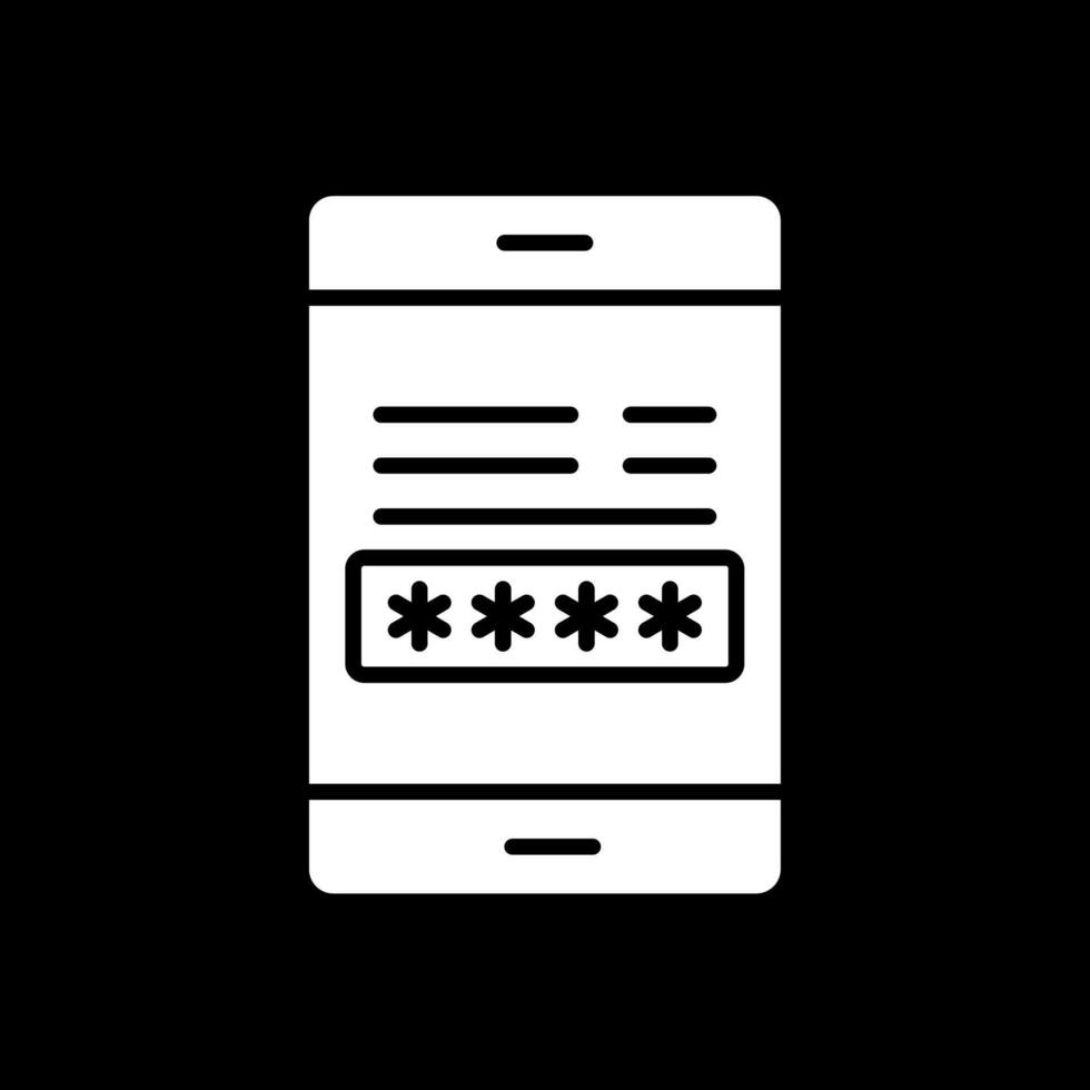 Password Glyph Inverted Icon Design vector