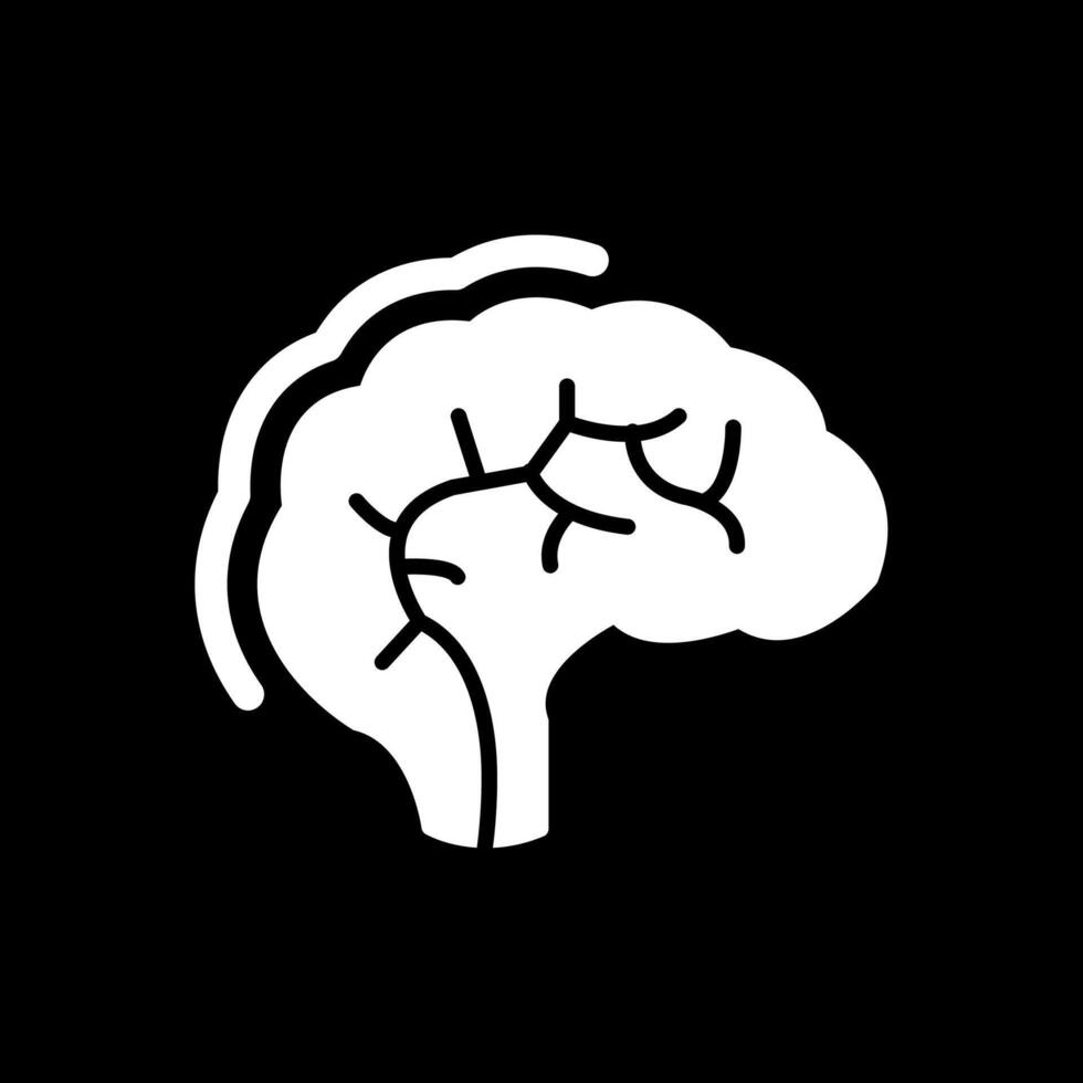 Human Brain Glyph Inverted Icon Design vector