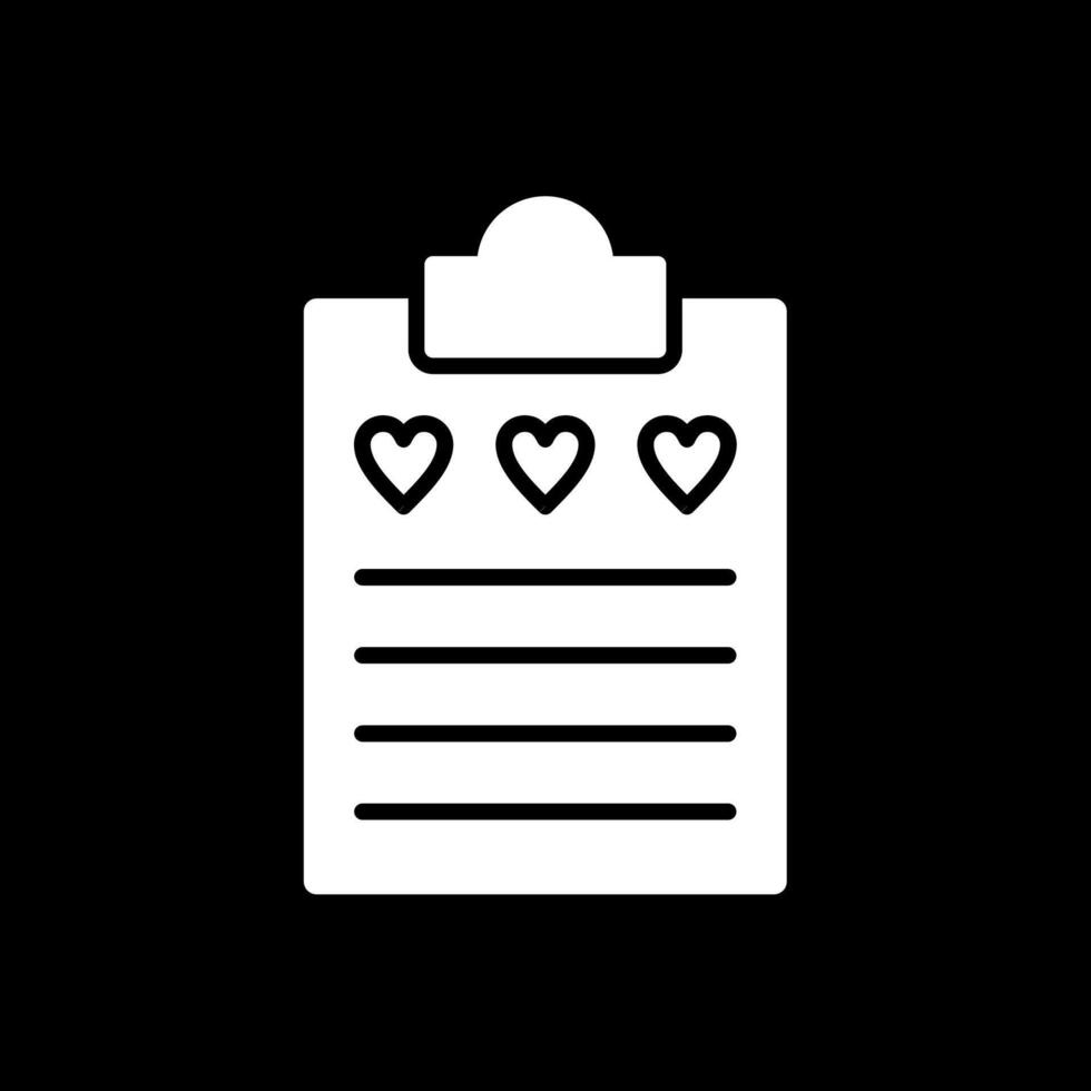 Wish List Glyph Inverted Icon Design vector