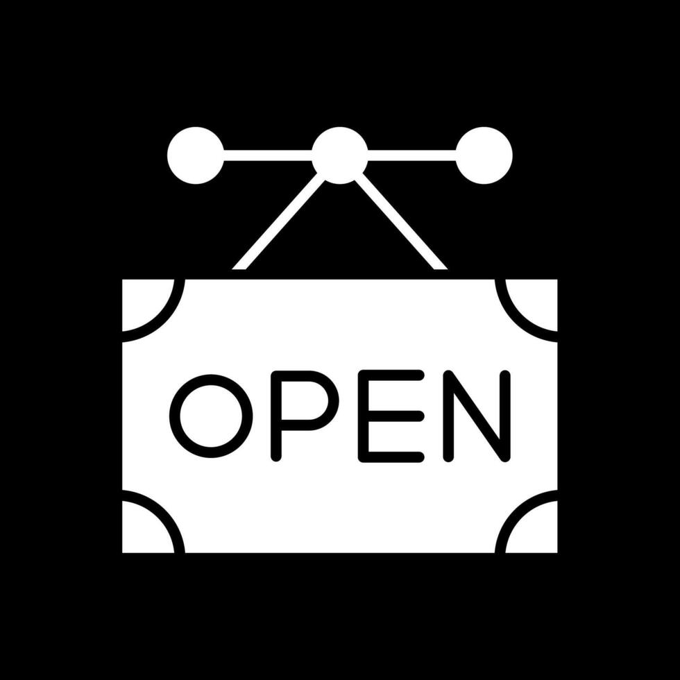 Open Sign Glyph Inverted Icon Design vector