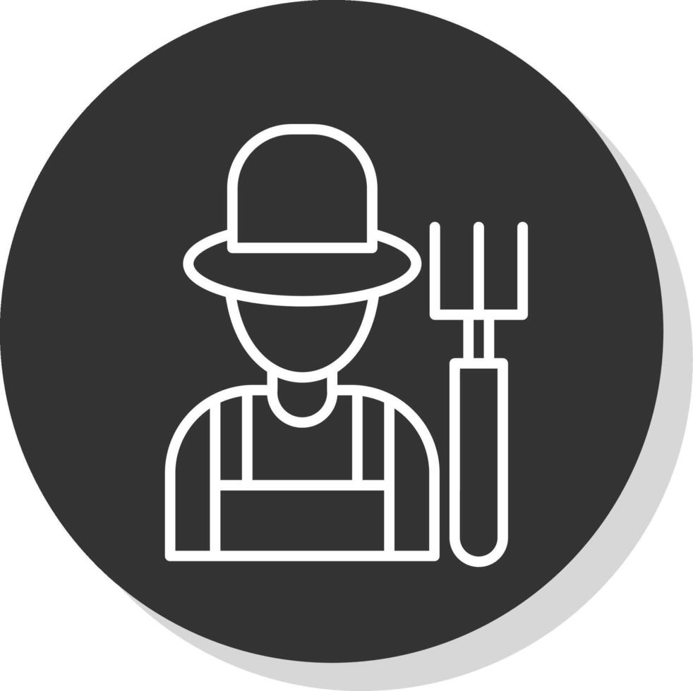 Farmer Line Shadow Circle Icon Design vector