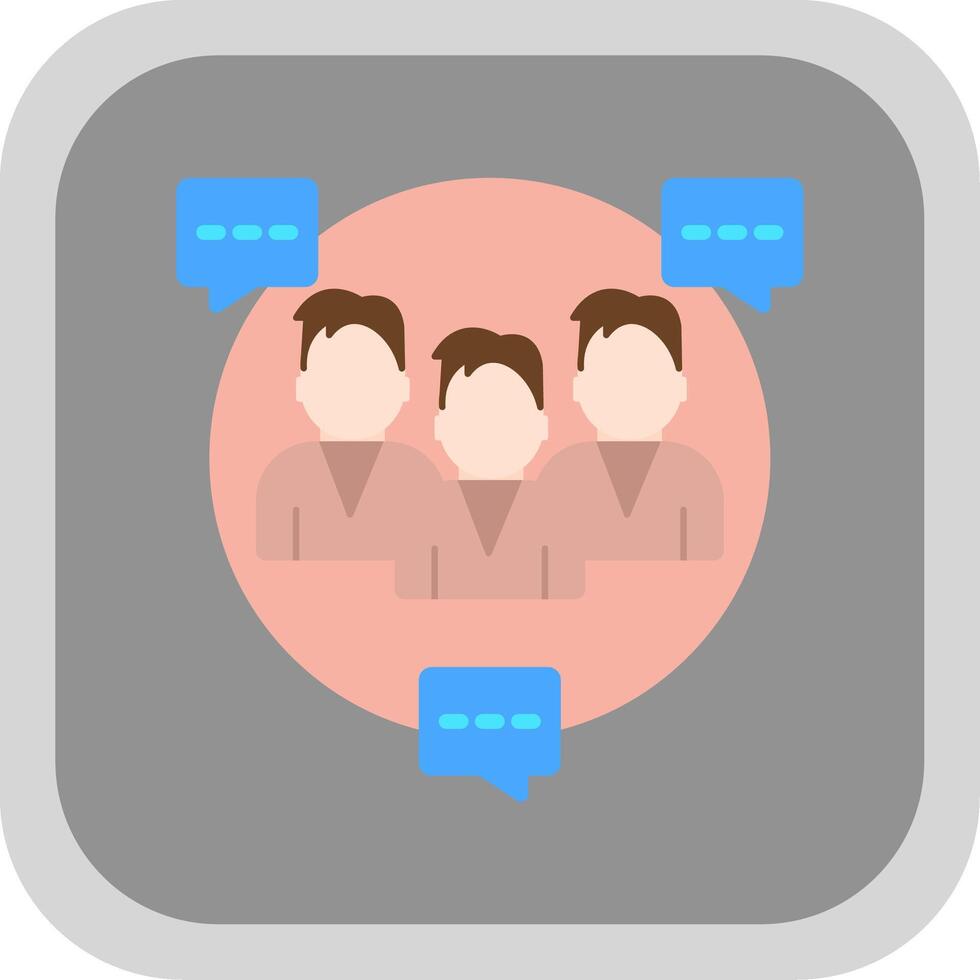Seo Group Chat Flat round corner Icon Design vector