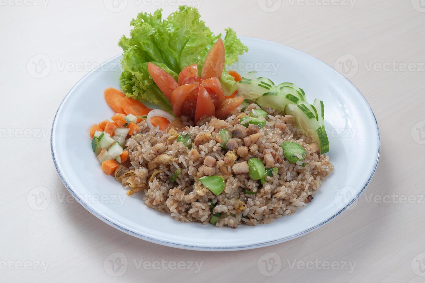 Nasi Goreng babat Petai or Fried rice with beef and sprinkled by Petai photo