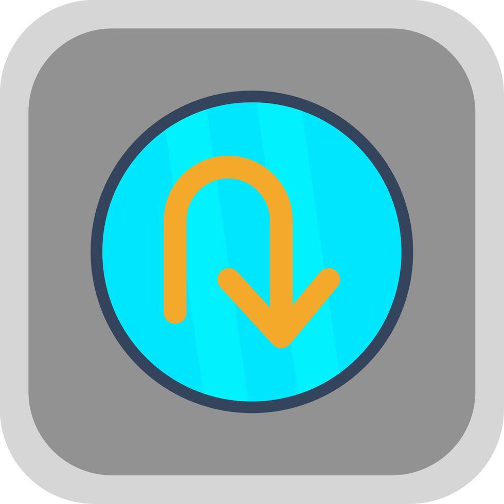 U Turn Flat round corner Icon Design vector
