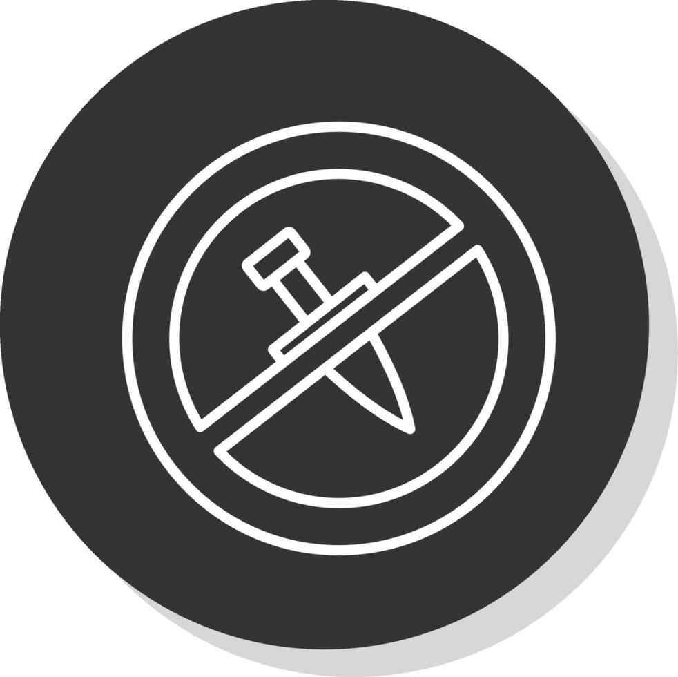 No Knife Line Shadow Circle Icon Design vector